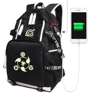 Anime Naruto Canvas USB Charge Backpacks Unisex
