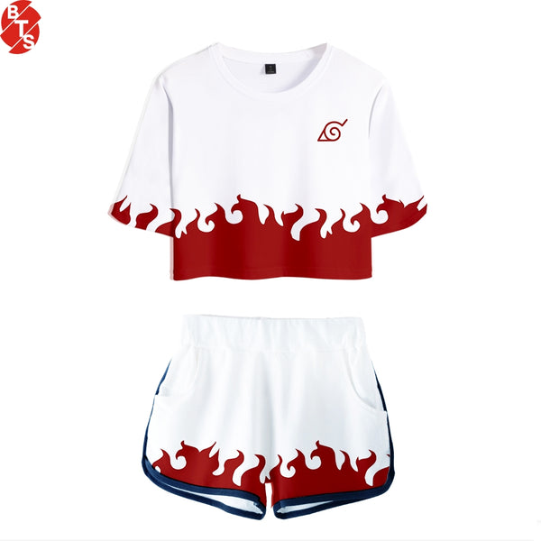 Naruto Two-piece 2018 Summer Print Short-sleeved + Shorts Fashion Set