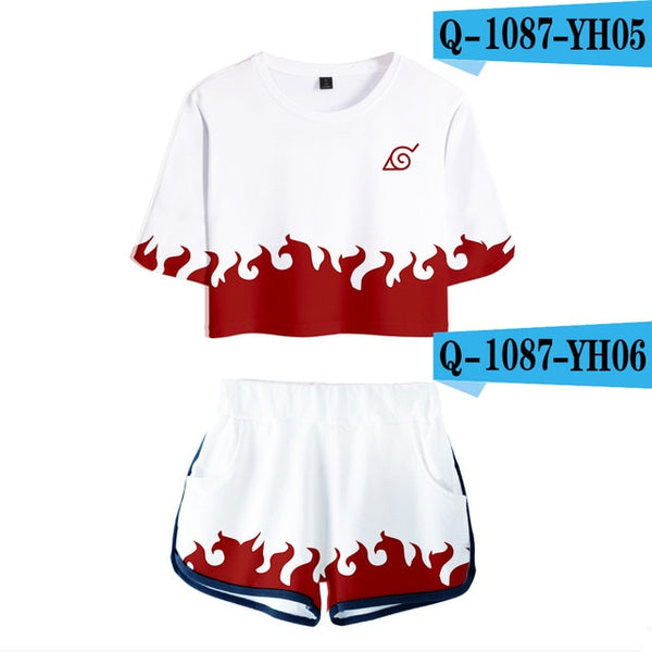 Naruto Two-piece 2018 Summer Print Short-sleeved + Shorts Fashion Set