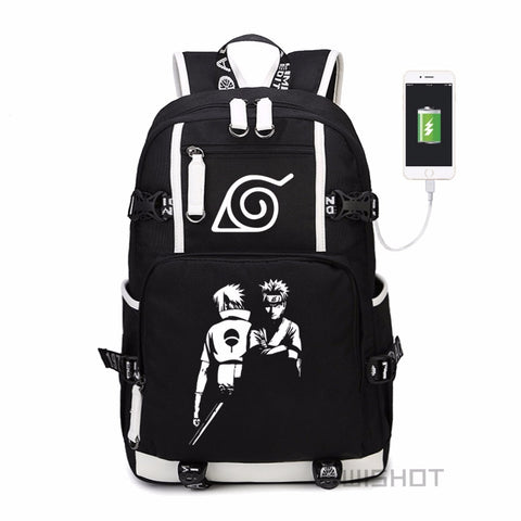 WISHOT Naruto-Sasuke School Bag with USB Charging Port Laptop Bags