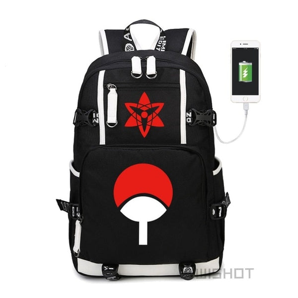 WISHOT Naruto-Sasuke School Bag with USB Charging Port Laptop Bags