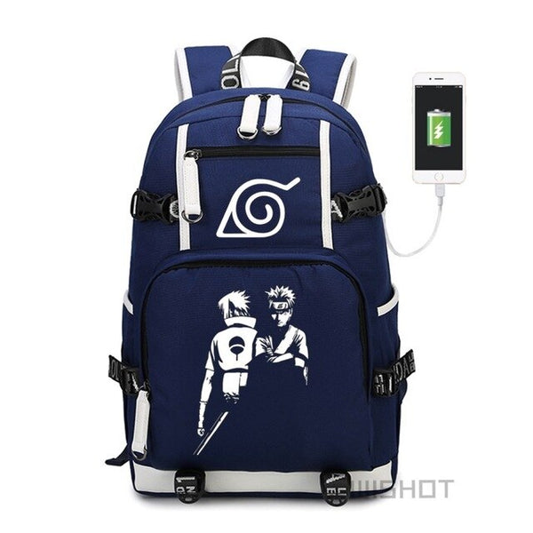 WISHOT Naruto-Sasuke School Bag with USB Charging Port Laptop Bags