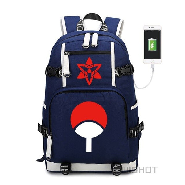 WISHOT Naruto-Sasuke School Bag with USB Charging Port Laptop Bags