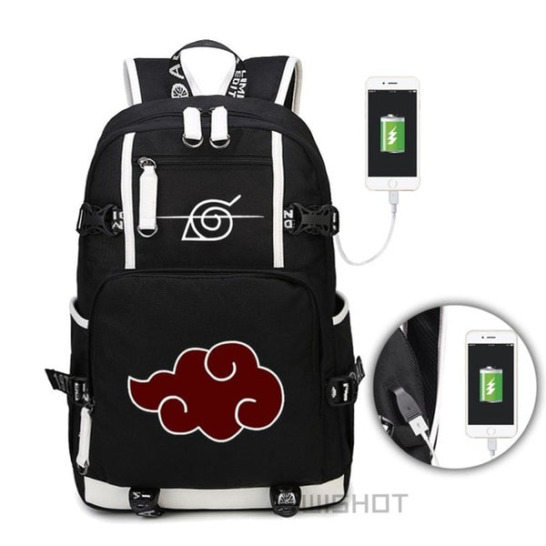 WISHOT Naruto-Sasuke School Bag with USB Charging Port Laptop Bags