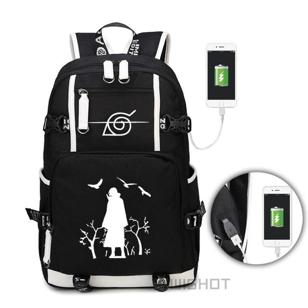 WISHOT Naruto-Sasuke School Bag with USB Charging Port Laptop Bags