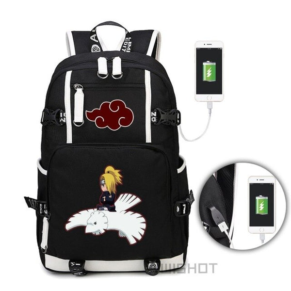 WISHOT Naruto-Sasuke School Bag with USB Charging Port Laptop Bags