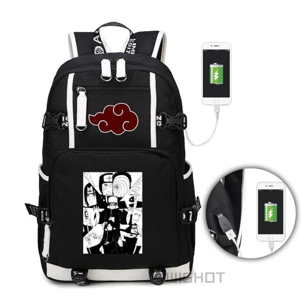 WISHOT Naruto-Sasuke School Bag with USB Charging Port Laptop Bags