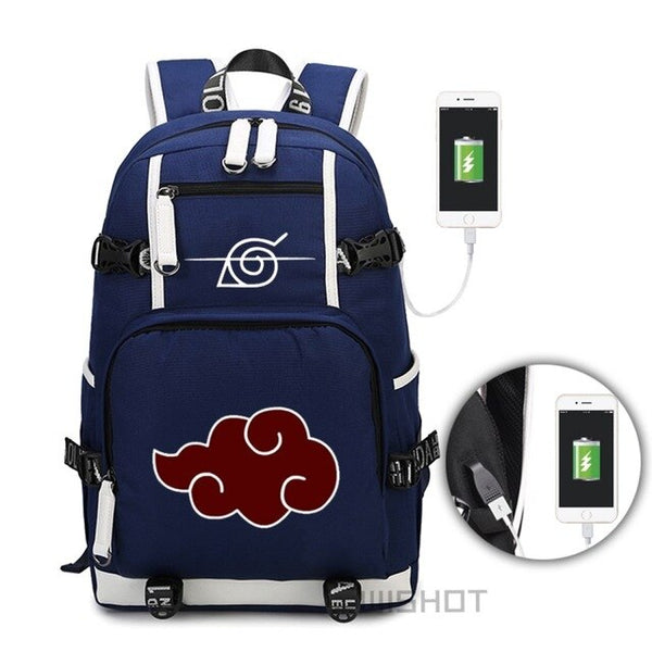 WISHOT Naruto-Sasuke School Bag with USB Charging Port Laptop Bags