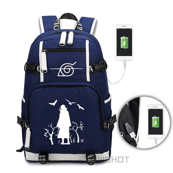 WISHOT Naruto-Sasuke School Bag with USB Charging Port Laptop Bags