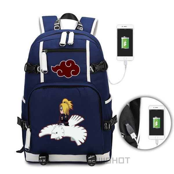 WISHOT Naruto-Sasuke School Bag with USB Charging Port Laptop Bags