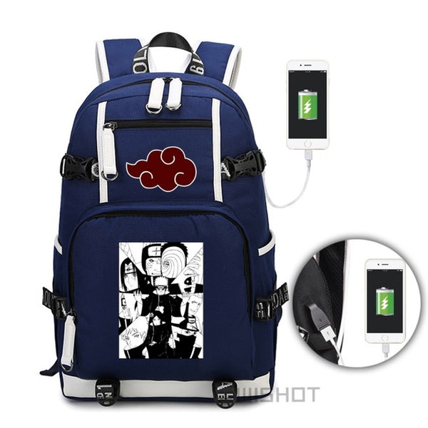 WISHOT Naruto-Sasuke School Bag with USB Charging Port Laptop Bags