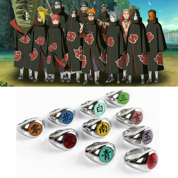 10style Anime Naruto Akatsuki Cosplay Rings