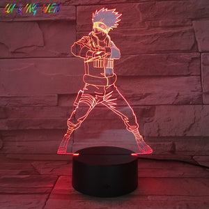 Anime Naruto Hatake Kakashi Action Figure 3d Led Night