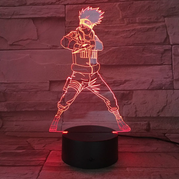 Anime Naruto Hatake Kakashi Action Figure 3d Led Night